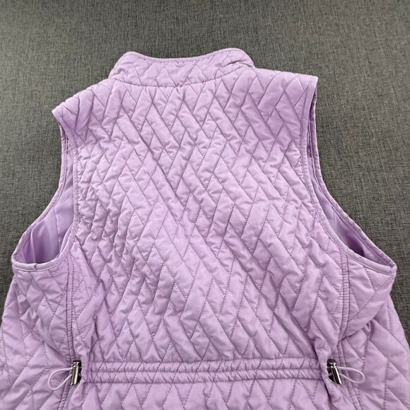 Croft & Barrow Quilted Puffer Jacket Vest Sleeveless Lavender Zip & Snaps Large - Picture 11 of 13